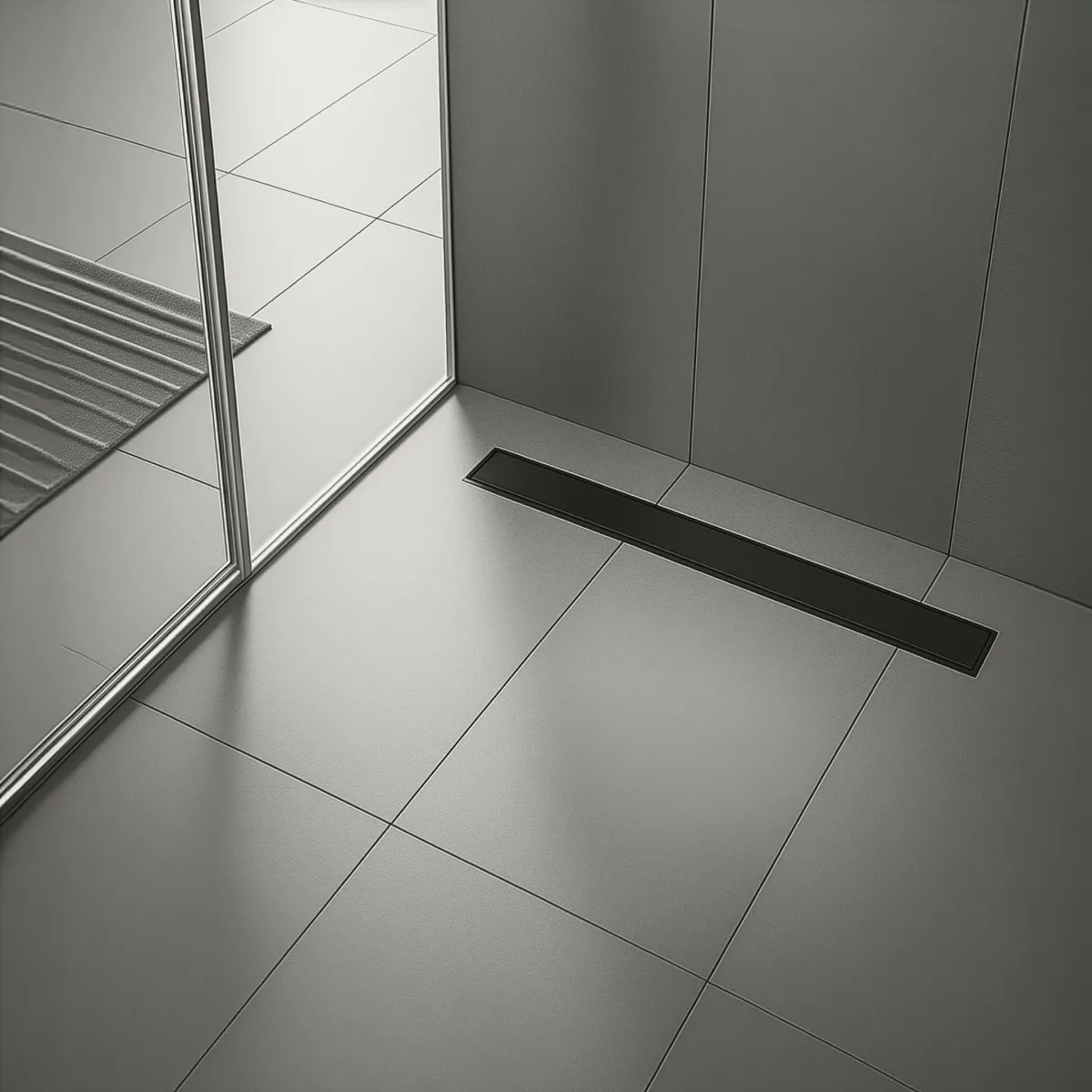 Caniveau de douche Sol à carreler noir ou inox