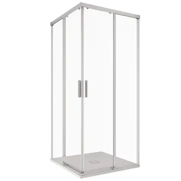 CABINE DE DOUCHE à deux côtés avec ouverture coulissante sans profilés ADRY. Même longueur.