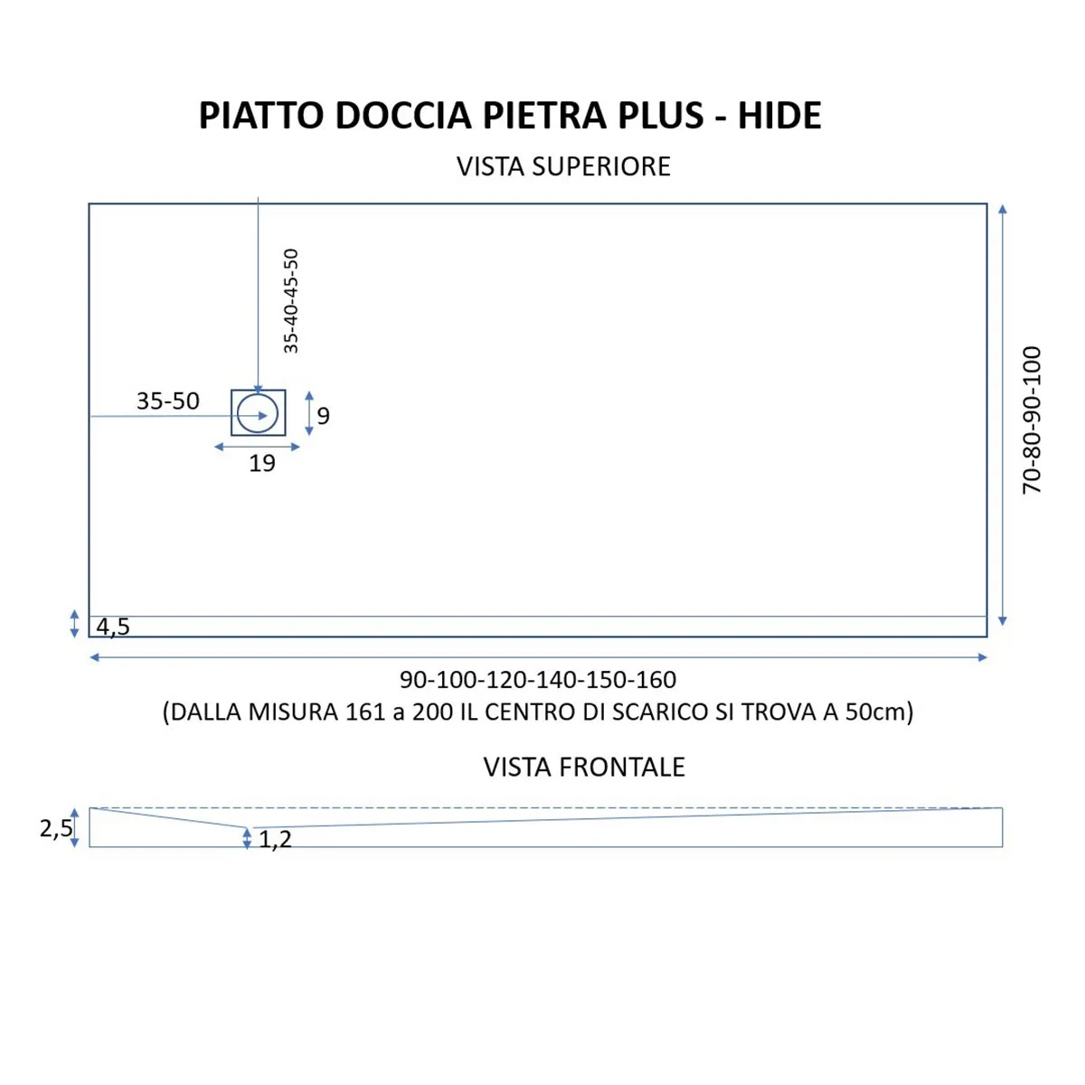 Piatto doccia 90X160  Grigio scuro in offerta