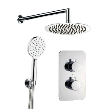 5-teiliges thermostatisches Duschset: Mischbatterie, Brausearm, 25-mm-Duschkopf, Handbrause