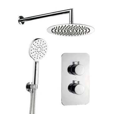 5-teiliges thermostatisches Duschset: Mischbatterie, Brausearm, 25-mm-Duschkopf, Handbrause