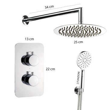 5-teiliges Thermostat-Duschset: Mischbatterie, Arm, 25-mm-Duschkopf, Handbrause