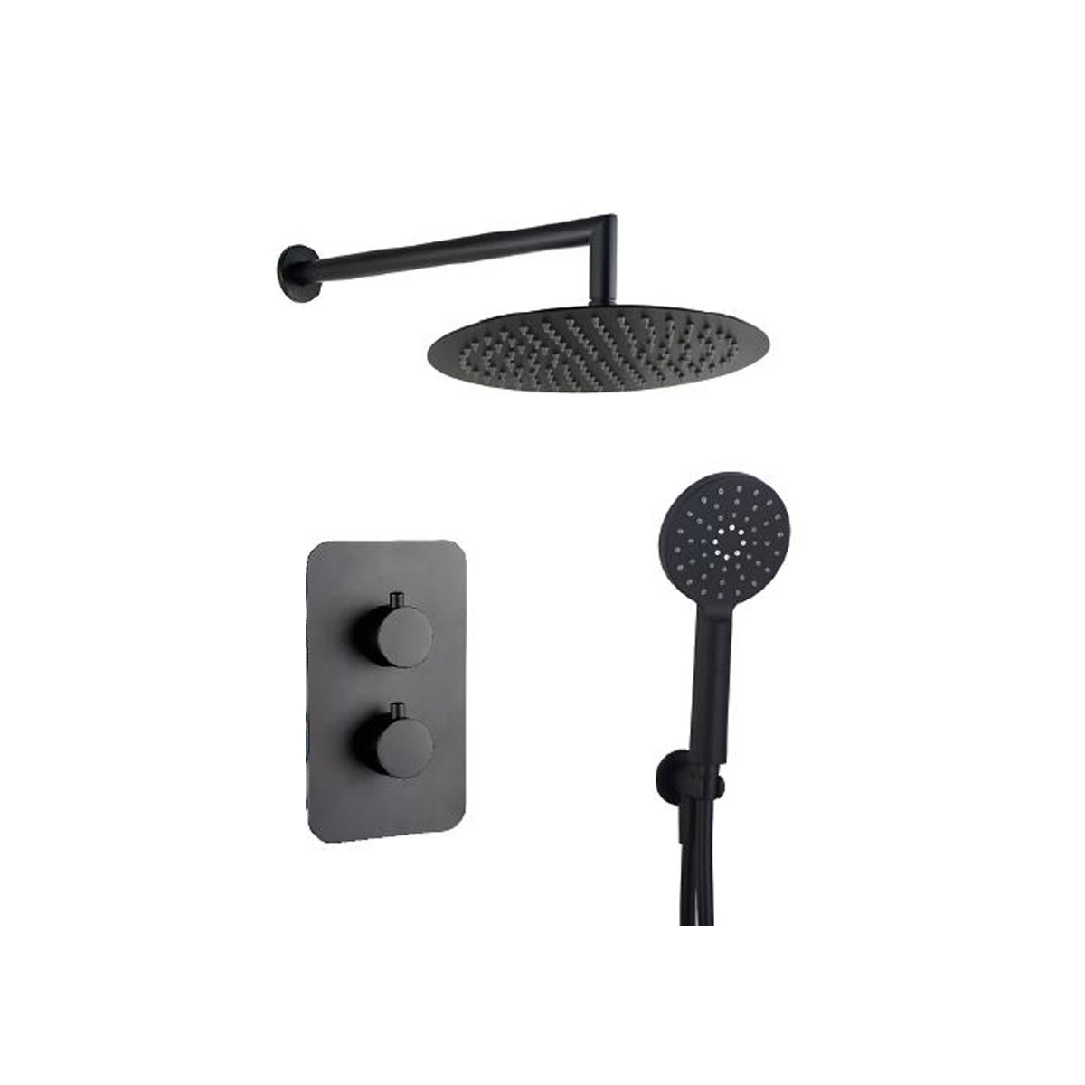 Schwarzes Duschset 5-teilig Duschkopf Duscharm Handbrause Thermostatmischer