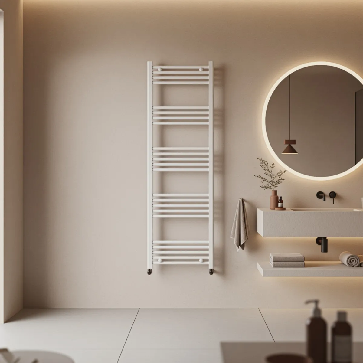 Sèche-serviettes radiateur 100x500 blanc, entraxe de 450 mm