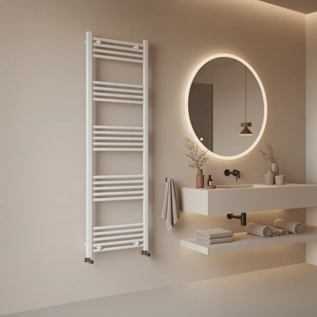 Sèche-serviettes radiateur 100x500 blanc, entraxe de 450 mm