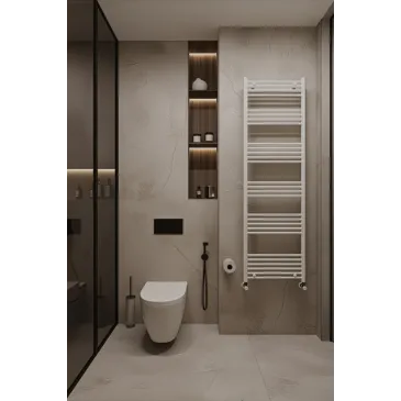 Weißer Handtuchheizkörper 800x600, Achsabstand 550 mm