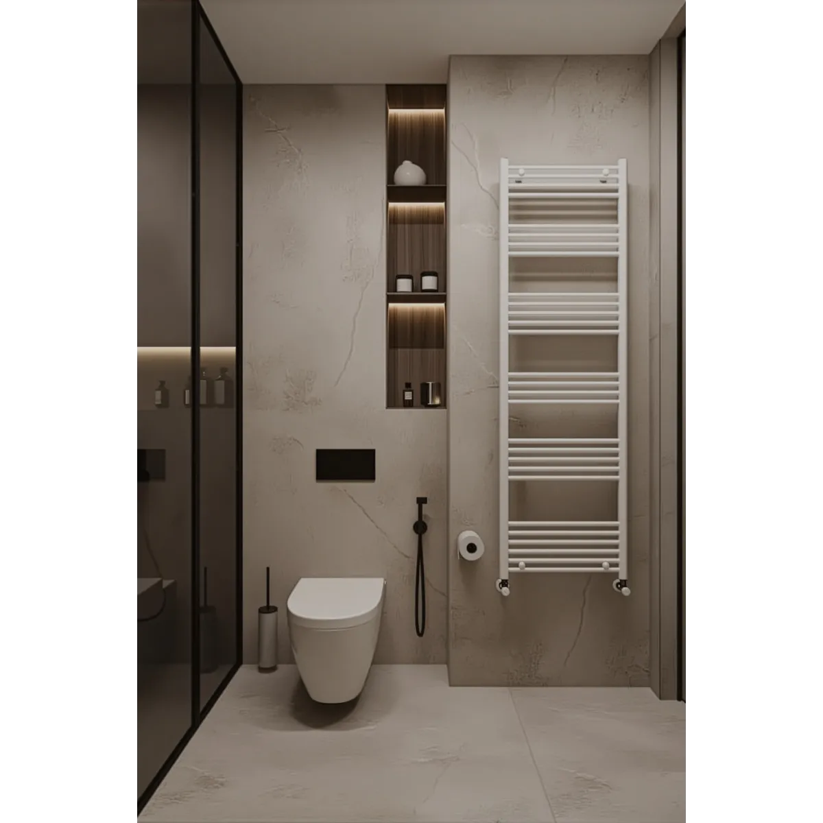 Weißer Handtuchheizkörper 800x600, Achsabstand 550 mm