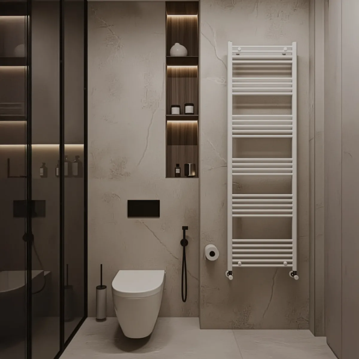 Weißer Handtuchheizkörper 800x600, Achsabstand 550 mm