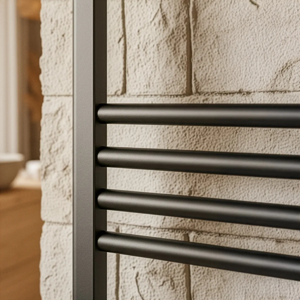 Sèche-serviettes noir mat, entraxe 45, hauteur 120, largeur 50