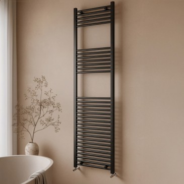 Sèche-serviettes noir mat, entraxe 45 cm, hauteur 180 cm, largeur 50 cm