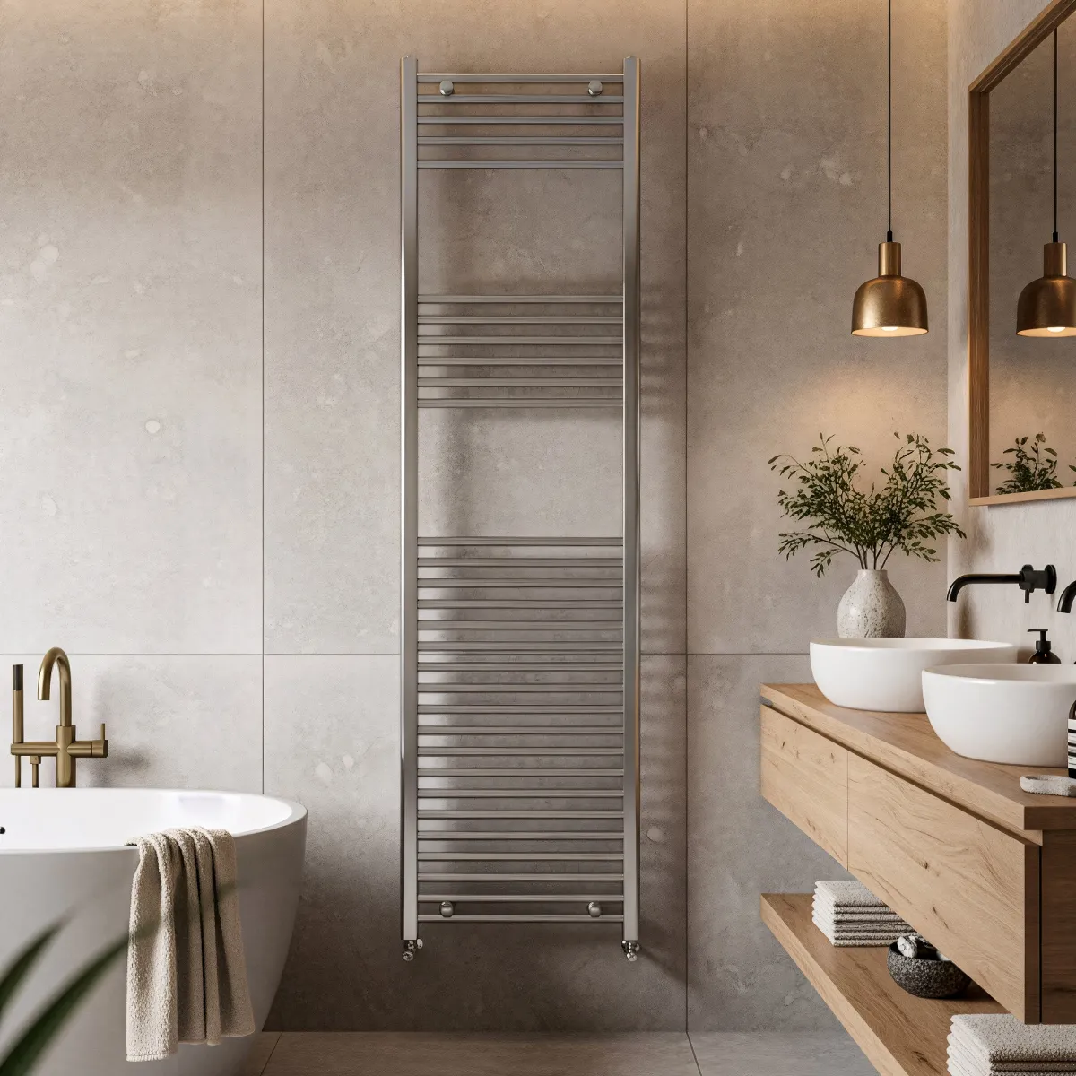 Radiateur sèche-serviettes chromé sèche-serviettes 180x50 entraxe 45 cm