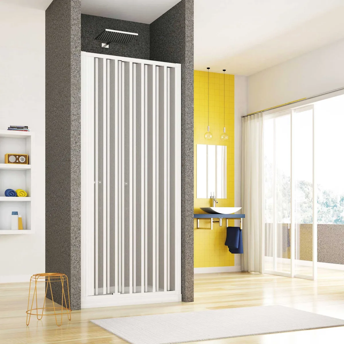 box doccia in pvc ad un lato a soffietto apertura laterale h185