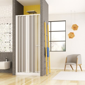 Porte de douche en niche en PVC blanc h185