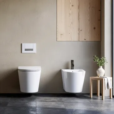 Coppia Sanitari Sospesi bidet e wc ciclonico RIVER