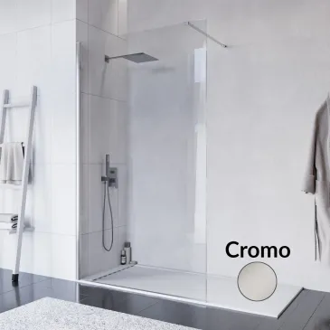 Paroi de douche à l'italienne 80 cm 8 mm verre transparent anticalcaire H200 profilés chromés