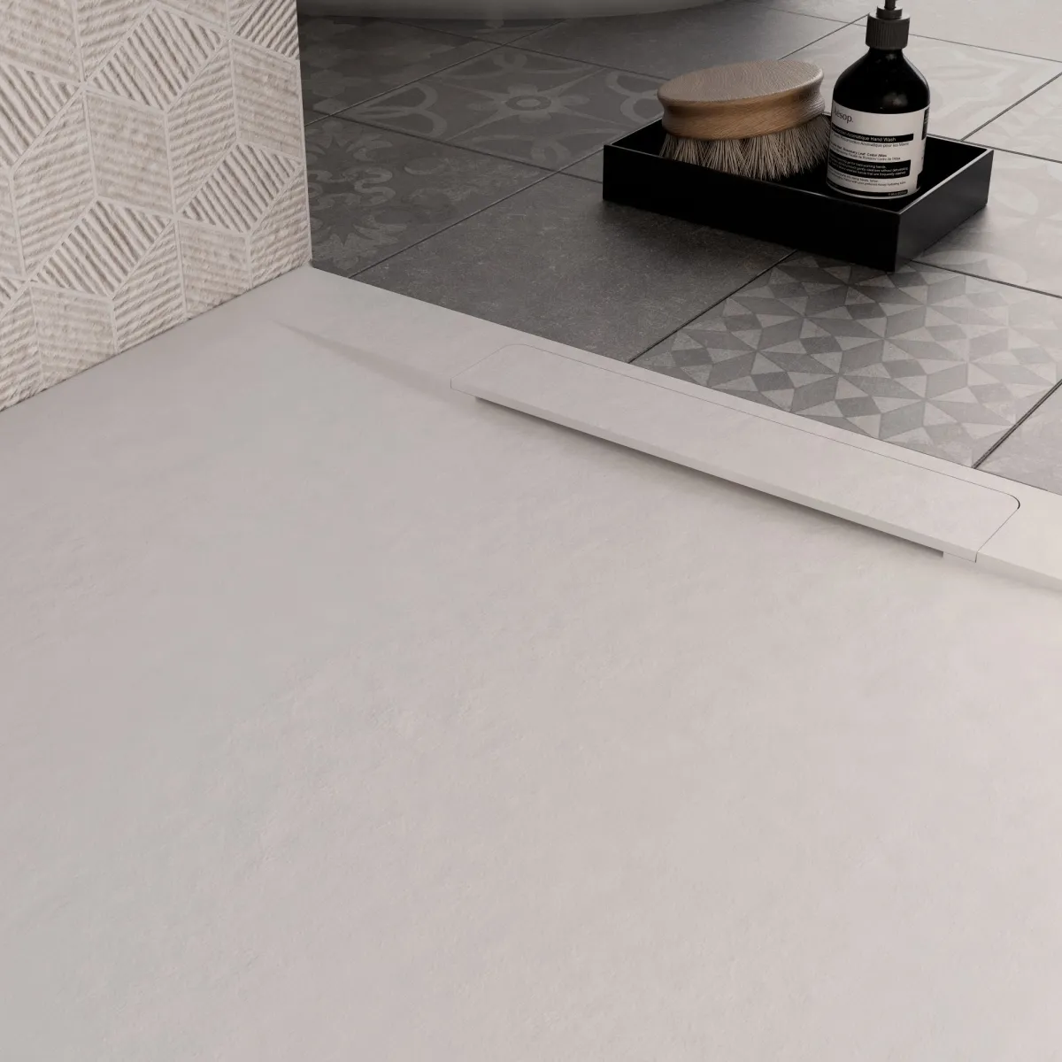 Receveur de douche en résine minérale blanche Star Vincent