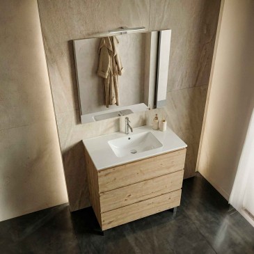 Armoire de salle de bain suspendue de 80 cm en bois naturel noueux ARMONY