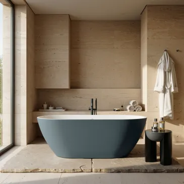 Baignoire îlot bleue 160x73 MOON