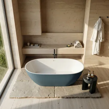 Baignoire îlot bleue 160x73...