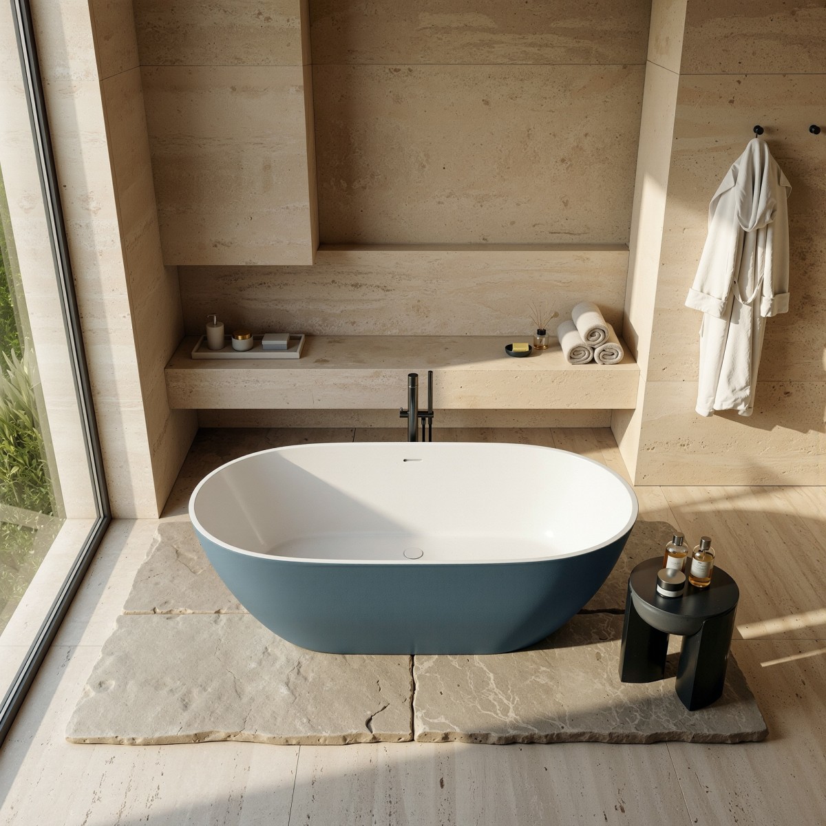 Baignoire îlot Gris Bleu 160x73 GRAY MOON