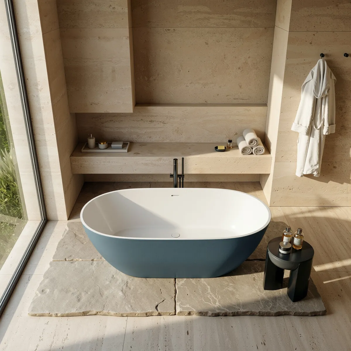 Freistehende Badewanne Blau 160x73 MOON