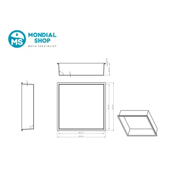 Niche de douche 30x30 en inox brossé - GLAMOUR