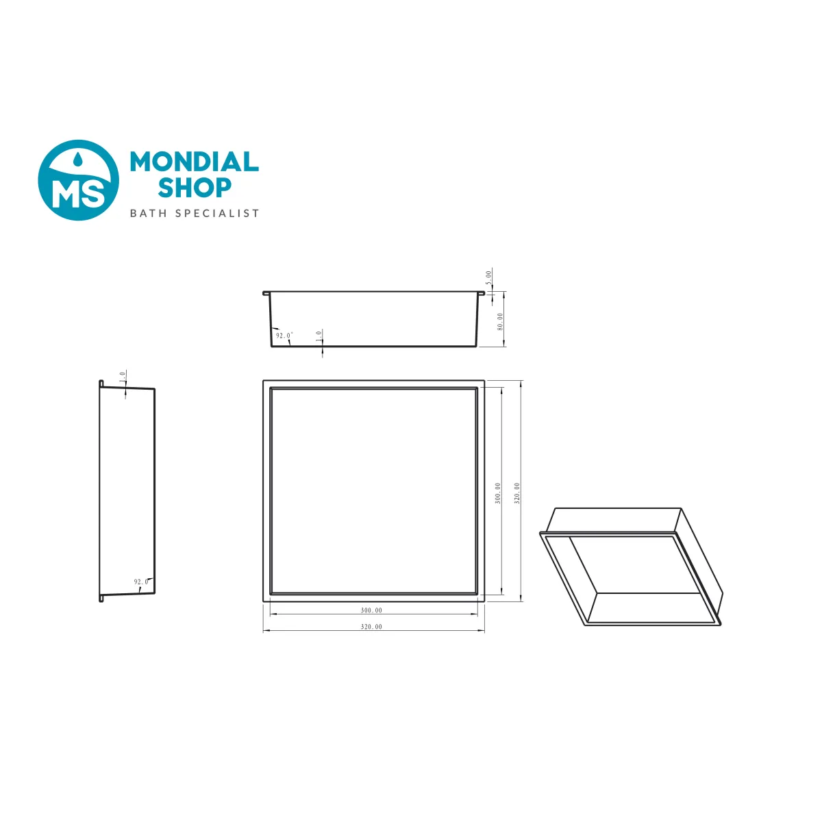 Niche de douche 30x30 en inox brossé - GLAMOUR