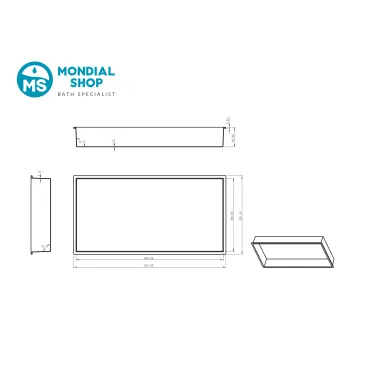 Niche murale 60x30 en douche GLAMOUR en acier brossé