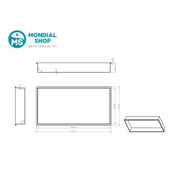 Niche murale 60x30 en acier brossé, douche GLAMOUR