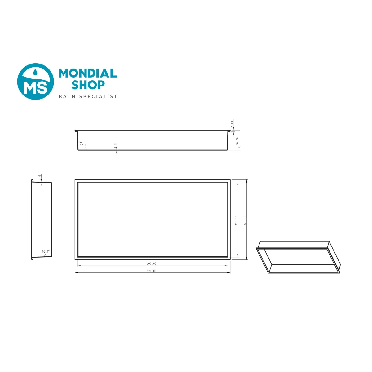 Niche de douche encastrée 60x30 profondeur 8cm inox brossé GLAMOUR