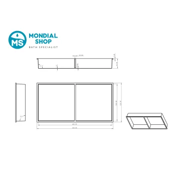 Nicchia per doccia argento silver PVD 60X30 GLAMOUR