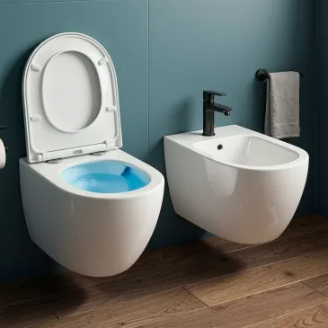 Paar spülrandlose WC- und Bidet-Sanitärartikel Sole New Luna