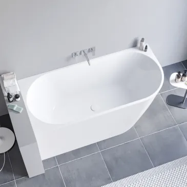 Vasca da Bagno 160x75 da Appoggio ad angolo e Piletta Clic Clac Sinistra RIVER