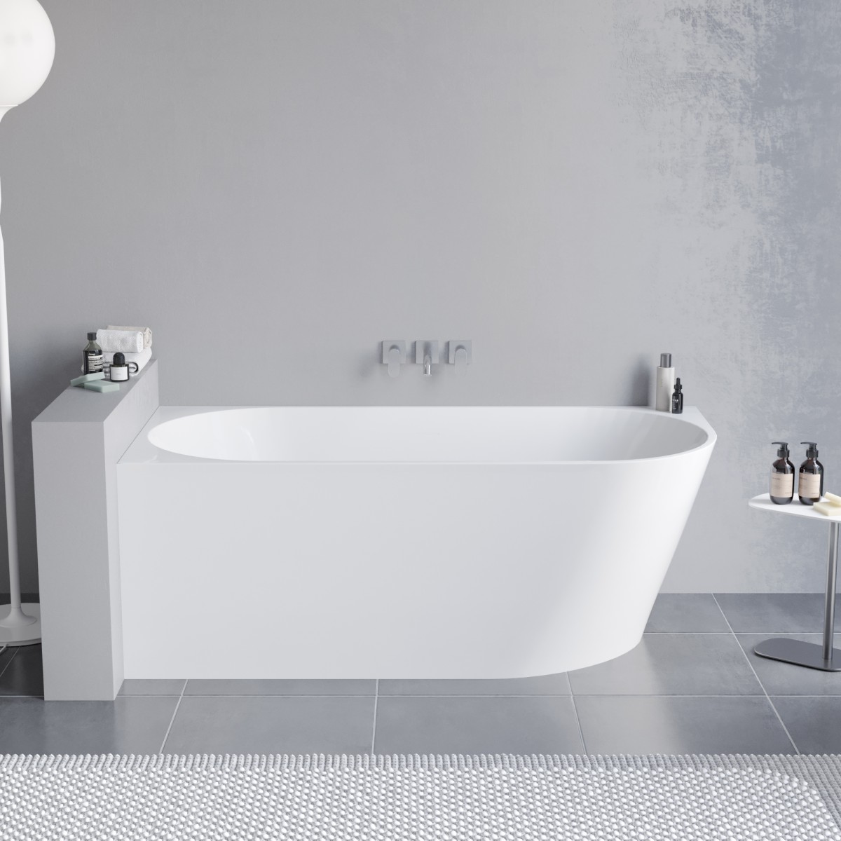 Baignoire d'angle autoportante 160 x 75 po avec bonde...