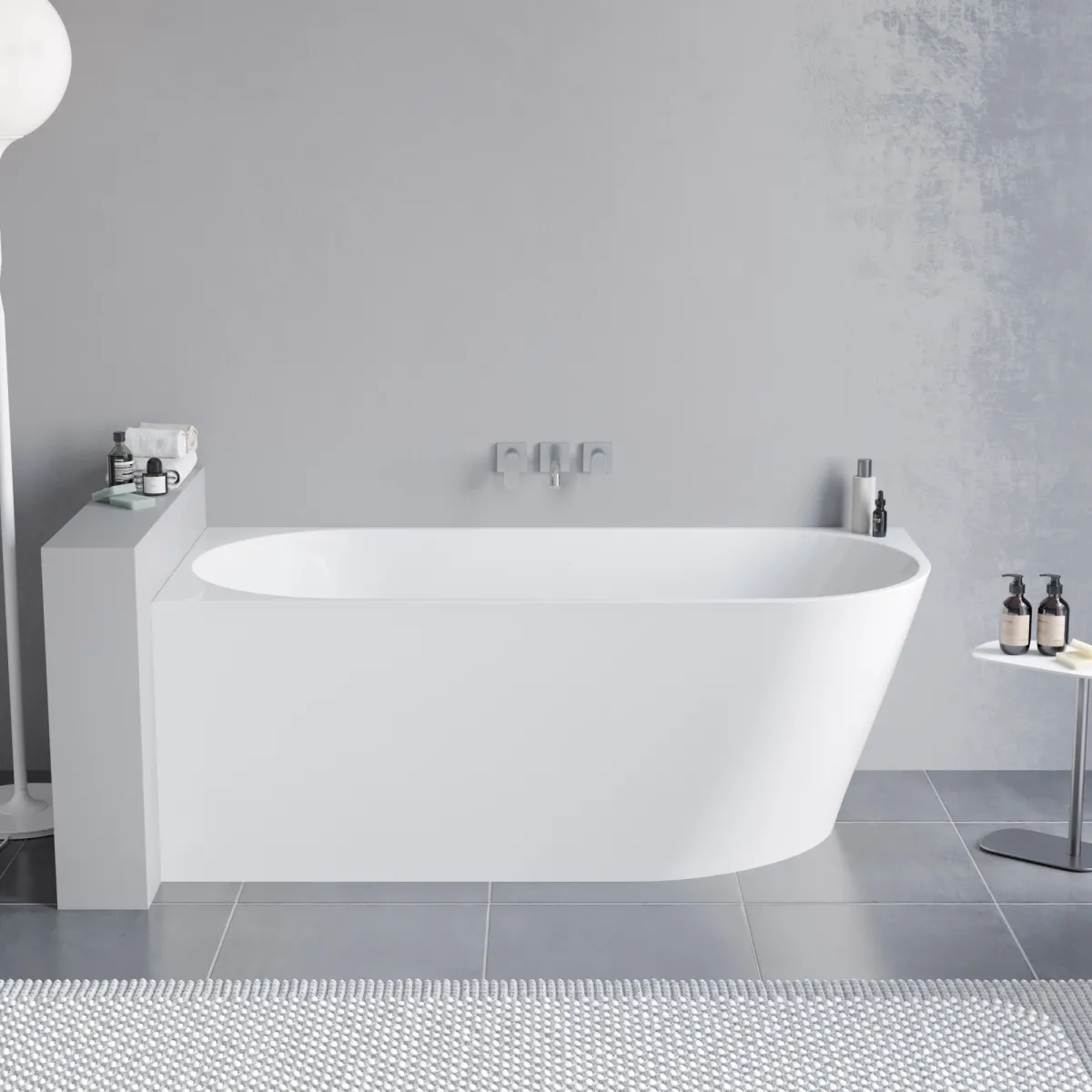 Vasca da Bagno 160x75 da Appoggio ad angolo e Piletta Clic Clac Sinistra RIVER