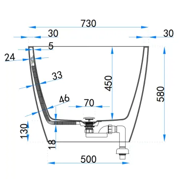 Vasca free standing Bianco opaco 150x73 MOON