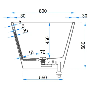 Vasca free standing Bianco lucido 170x80 RIVER