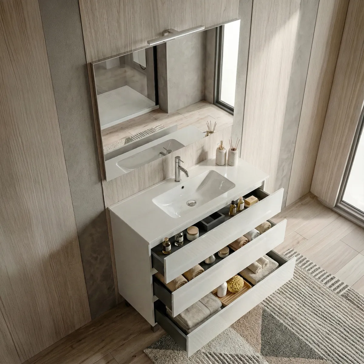 Meuble de salle de bain suspendu blanc ARMONY 80cm