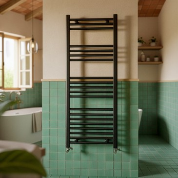 Mattschwarzer Handtuchwärmer, Mittenabstand 45, Höhe 120, Breite 50