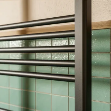 Sèche-serviettes noir mat, entraxe 45, hauteur 120, largeur 50