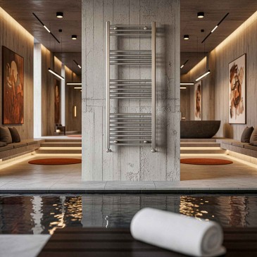 Termoarredo Scaldasalviette Bagno ad Acqua 1200x500 Cromato - Interasse 450 mm | SARA