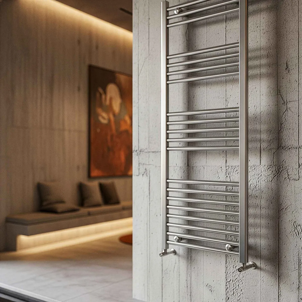 Radiateur Sèche serviettes 120x50 Chrome empattement 45 cm