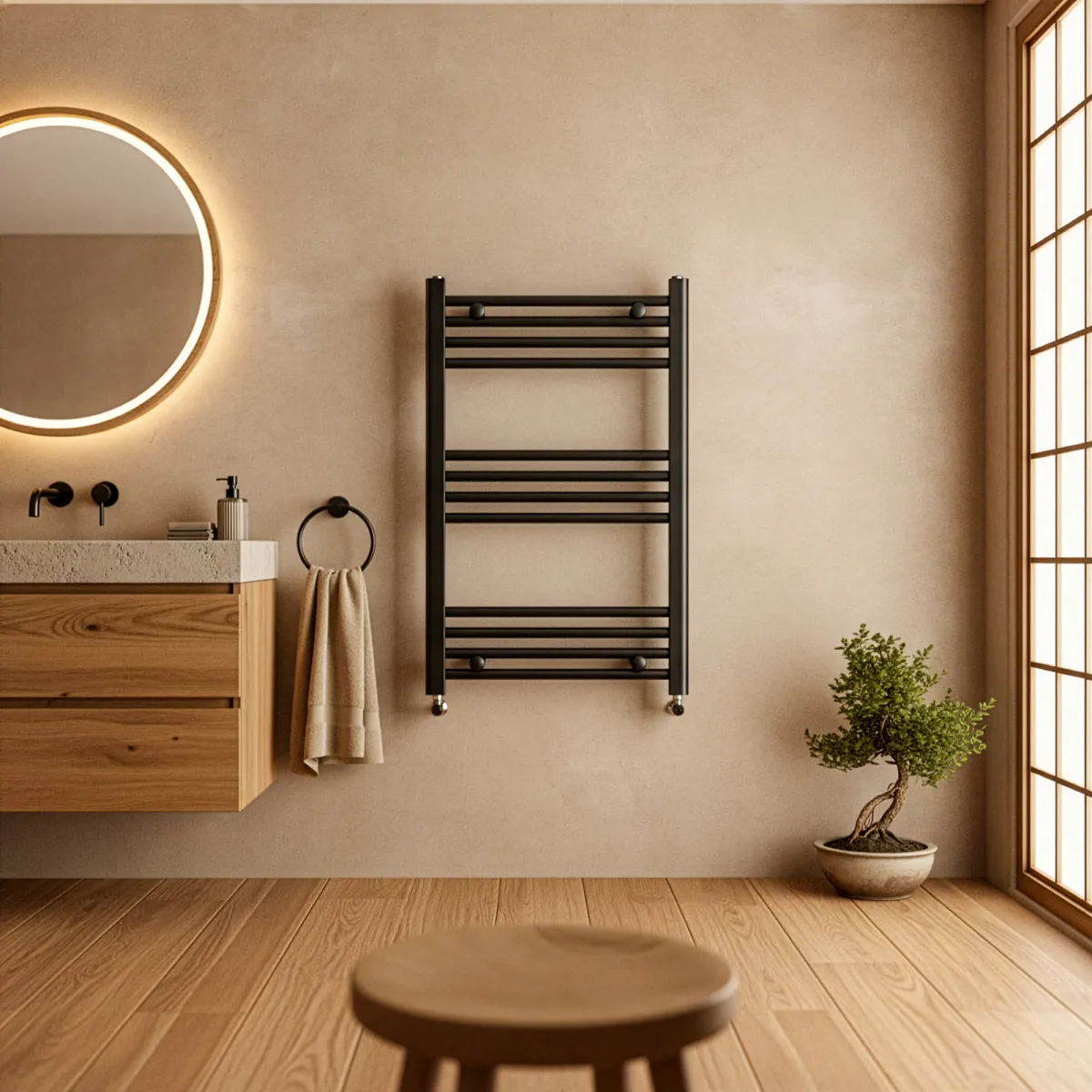 Scaldasalviette nero opaco interasse 45 altezza 80 larghezza 50