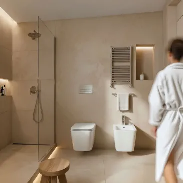 Toilettes et bidet carrés suspendus Henry blanc brillant