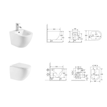 Sanitari sospesi rimless bianco lucido Moon