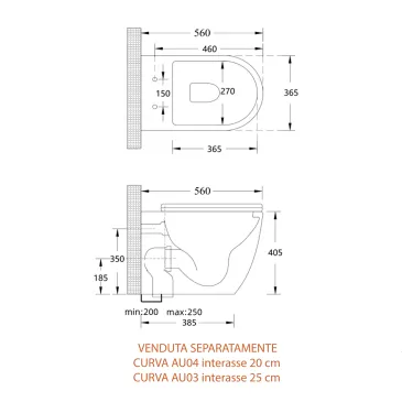 Sanitari filo muro wc e bidet rimless Nemesi