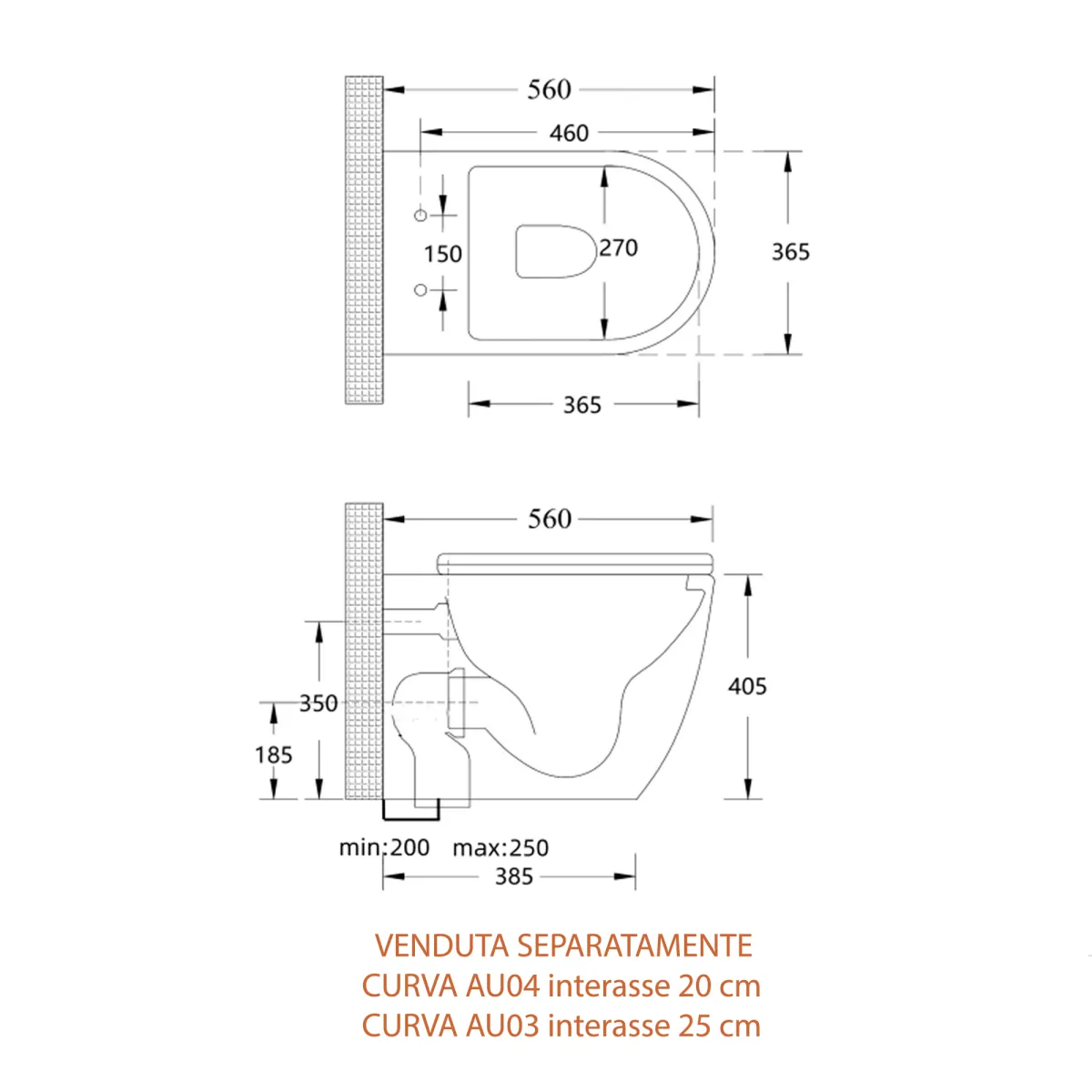 Sanitari filo muro wc e bidet rimless Nemesi