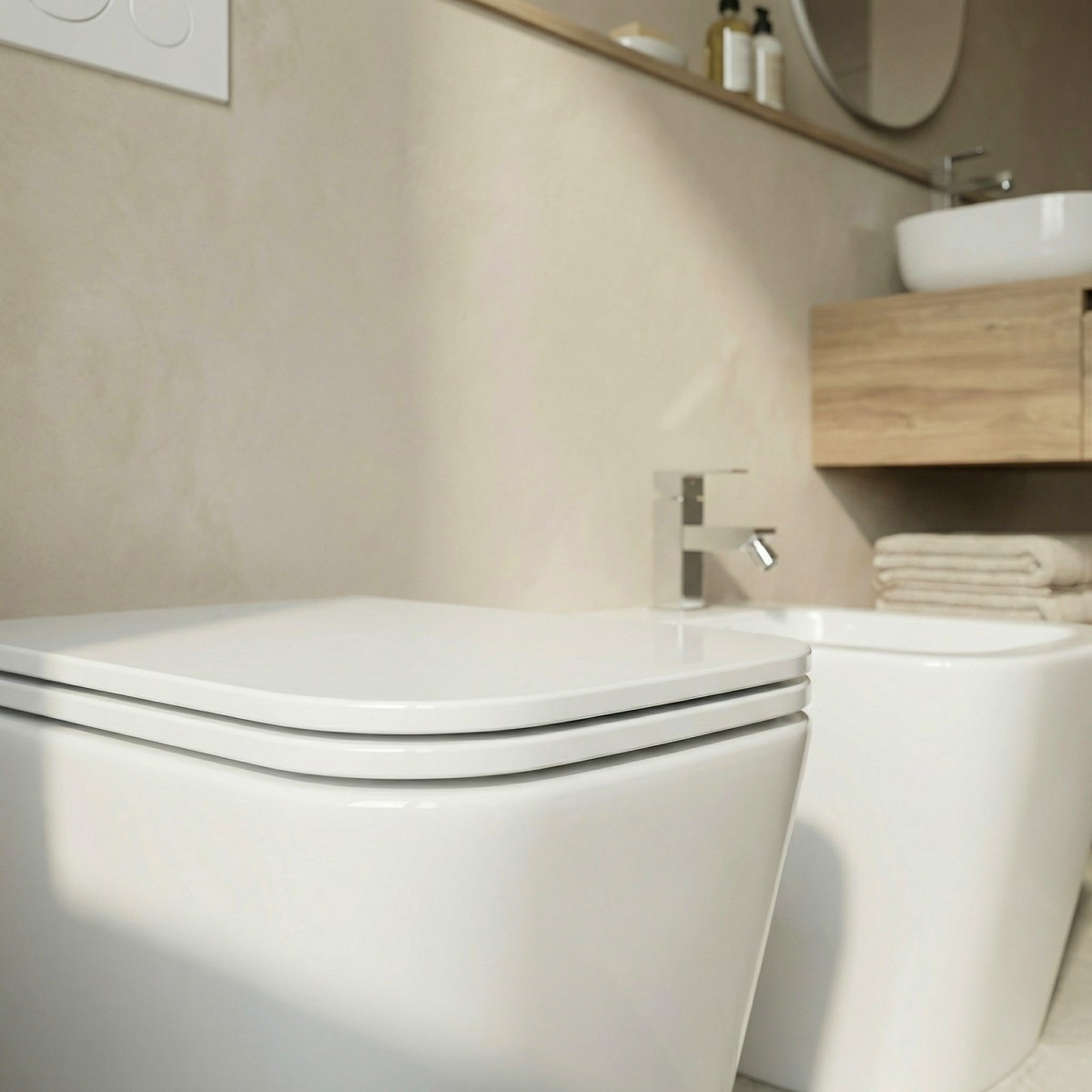 Greta Hochglanzweiße quadratische Sanitärkeramik Toilette...