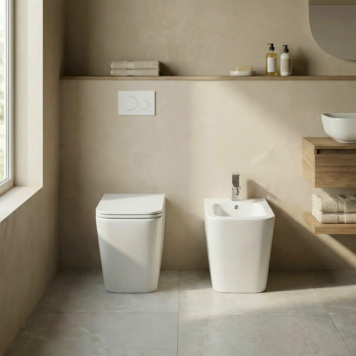 Henry Glossy White Square Sanitärkeramik Toilette und Bidet
