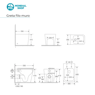 Toilettes et bidet carrés blancs brillants Henry